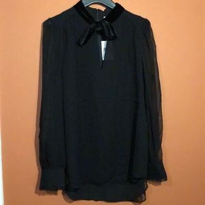 Mixed velvet chiffon top